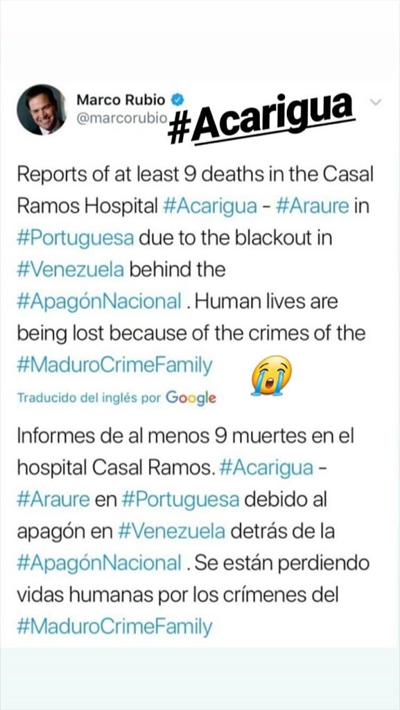 nadiacca's tweet photo. @ALERTADESISMO Esto un solo hospital, calculan más de 80muertos, están matando a mi pueblo, un gobierno corrupto y ladron. #sosvenezuela #venezuelasinluz https://t.co/jLwwx4XRIT