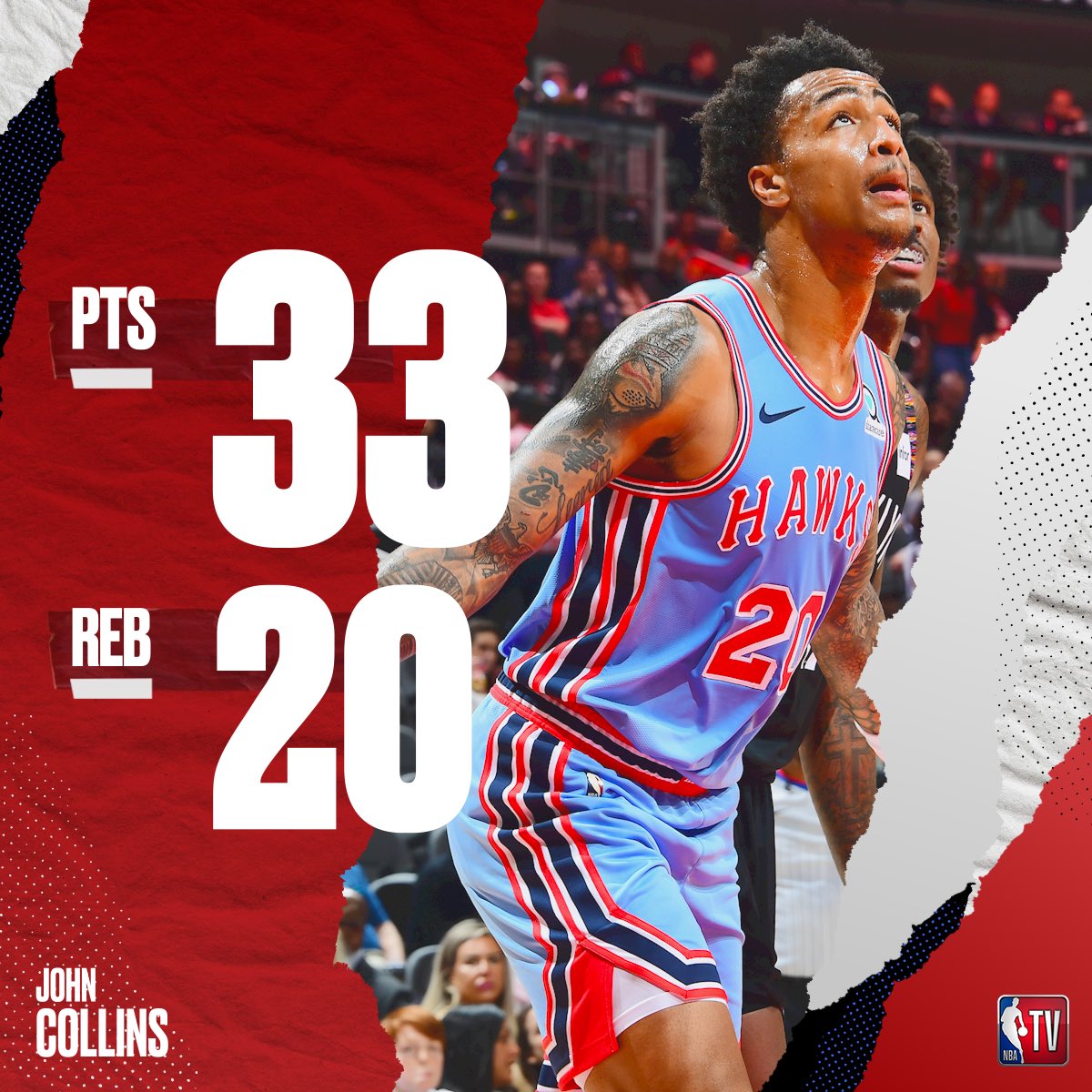NBATV's tweet image. John Collins had a MONSTER night tonight. 😤

#TrueToAtlanta