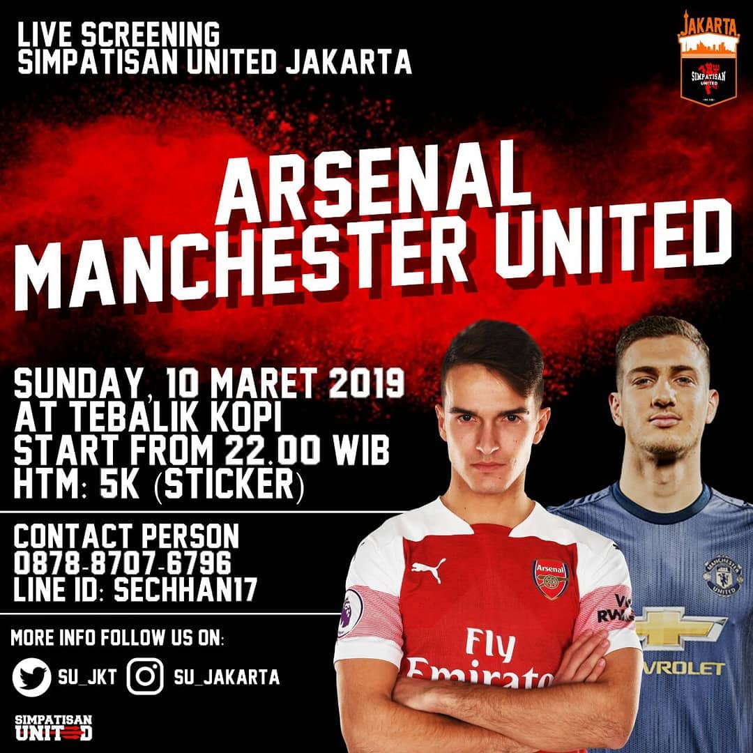 CP : Sechan ( 0878-8707-6796 / LINE ID : sechhan17 )

MORE INFO ?

Facebook Fanpage : Simpatisan United Jakarta
Instagram : SU_JAKARTA
Twitter : <a href="/SU_JKT/">SIMPATISANUTDJAKARTA</a>
Line@ : @pkq7619i / @icz1509p ( pake @ ya! )

COME &amp; JOIN WITH US
----------------------------------------------------