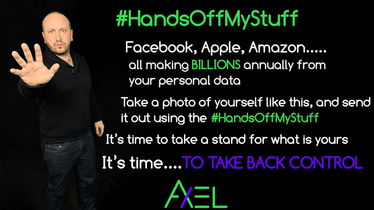 AXELUnlimited's tweet photo. Send a message to the big tech companies that you want them to respect your #privacy and to stop collecting your data! Send us your photos of you putting up your hands and tag it with #HandsOffMyStuff!

#dataprivacy #dataprotection https://t.co/B1AFGlbSnU