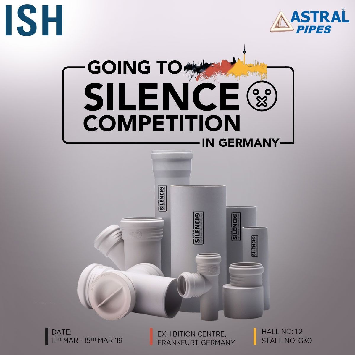 AstralPipes's tweet photo. Astral Pipes invites you to ISH Frankfurt one of the world's leading trade fairs. Here Astral Silencio, a low noise plumbing system with excellent mechanical and acoustic properties, will leave everyone speechless.
#AstralPipes #AstralStrong #PlumbingSolutions #AstralSilencio https://t.co/D0ostRSd38