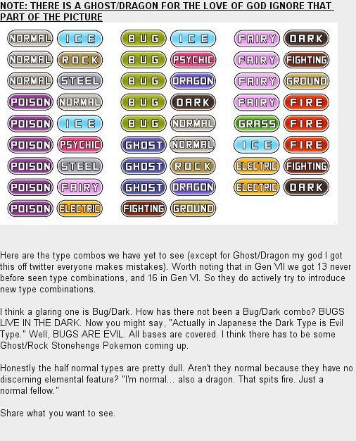 Unused type combinations Gen VI : r/pokemon