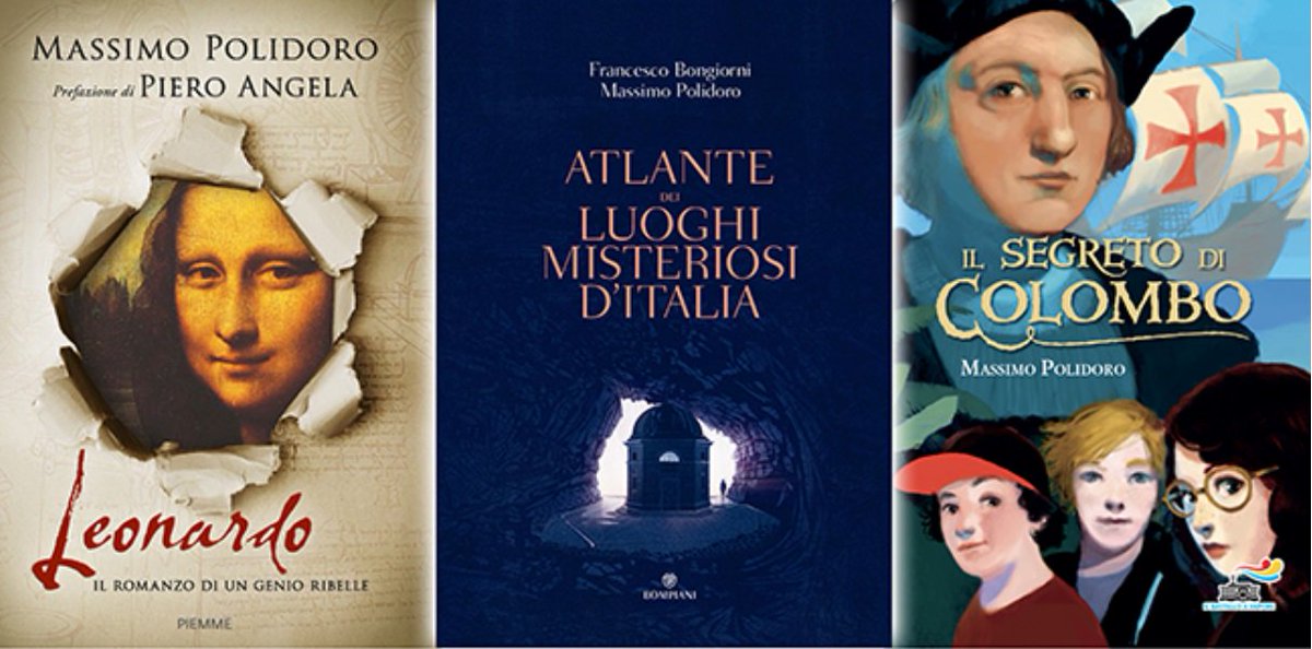 #Auguri al giornalista, divulgatore e scrittore @massimopolidoro, nato oggi nel 1969, con i suoi tre nuovi #libri: ATLANTE DEI LUOGHI MISTERIOSI D’ITALIA @libribompiani, LEONARDO, IL ROMANZO DI UN GENIO RIBELLE @edizpiemme e IL SEGRETO DI COLOMBO #BattelloAVapore.

#10marzo.