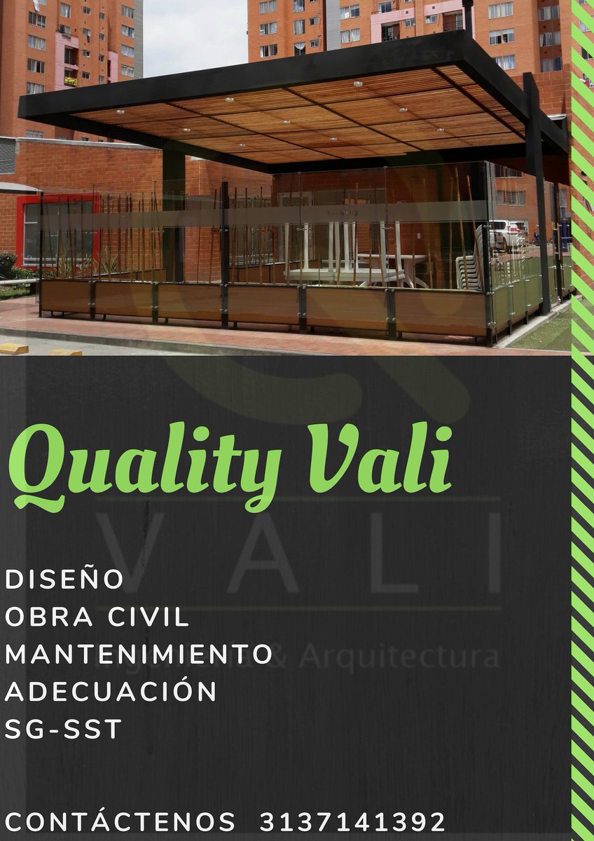 #QualityVali #Emprendimiento #Colombia #Diseño #Bbq #Adecuacion #Arquitectura #SGSST #SaludOcupacional #SeguridadYSalud #Mantenimiento #Obra