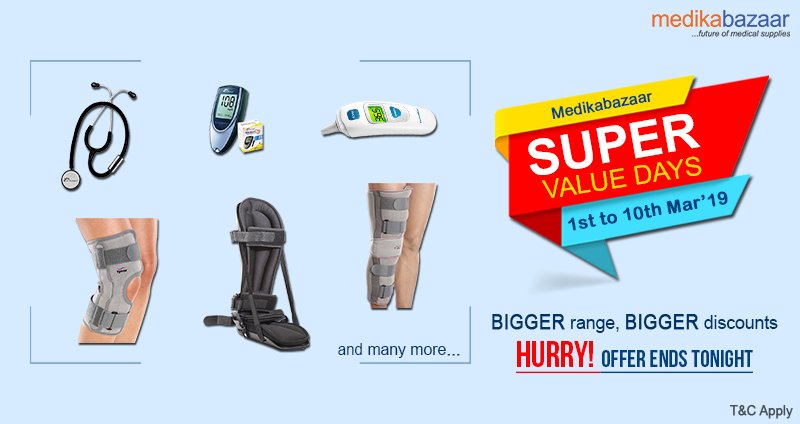 Medikabazaar's tweet photo. Hurry Up! #SuperValueDays offer ends tonight. Guaranteed lowest prices on Medical Supplies. Last day to save big. Shop Now!

Visit: https://t.co/S8fjya9tog https://t.co/hh6cz8vNlo