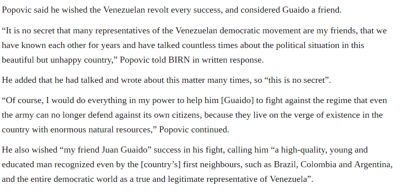 CANVAS has trained students and maintains contact with them in Venezuela. Popovic has denied working with Guaidó despite Venezuelan intel discovering this. While I haven't found any hard evidence, I think 1) it's likely and 2) regardless they have a hand in the situation