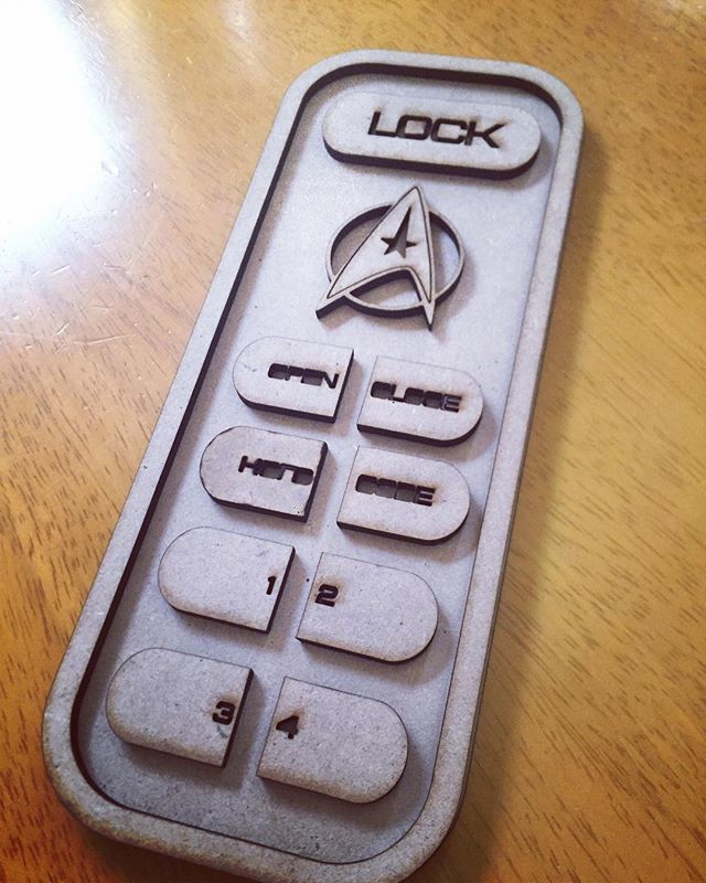 koshertonystark's tweet photo. After an incredible week running training for teachers, I took some time out to play with my #emblaser and create something that caught my eye, and I always wanted on my office door. A door panel from the #ncc1701a The ship of dreams, the #enterprise from #StarTrek designed … https://t.co/tmHpnKz7Jv