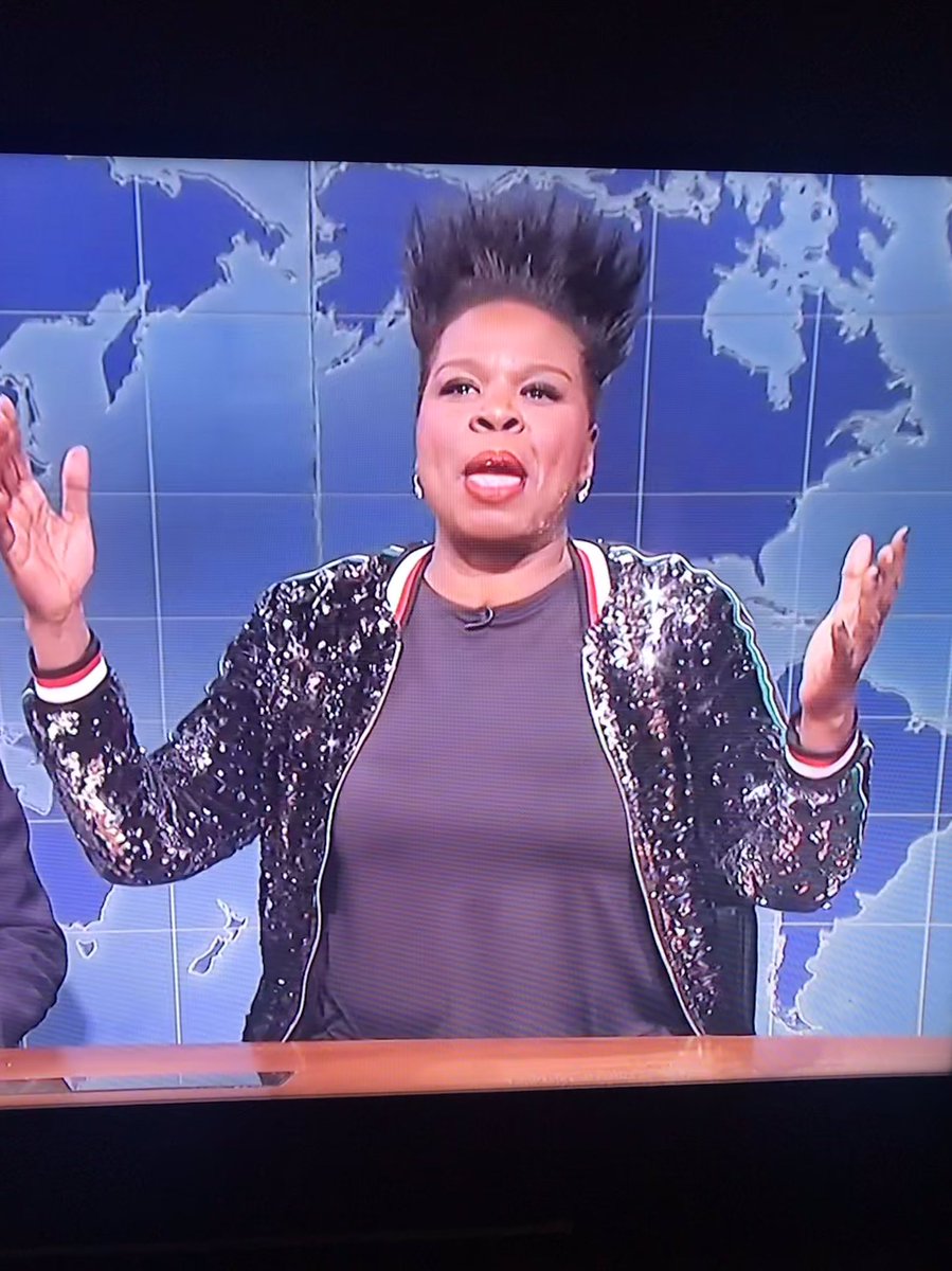 TrendySocialite's tweet photo. Love the sequin baseball jacket @Lesdoggg rocked tonight on SNL Update #snl #snlweekendupdate #snlupdate https://t.co/k9QK8l7Ytp