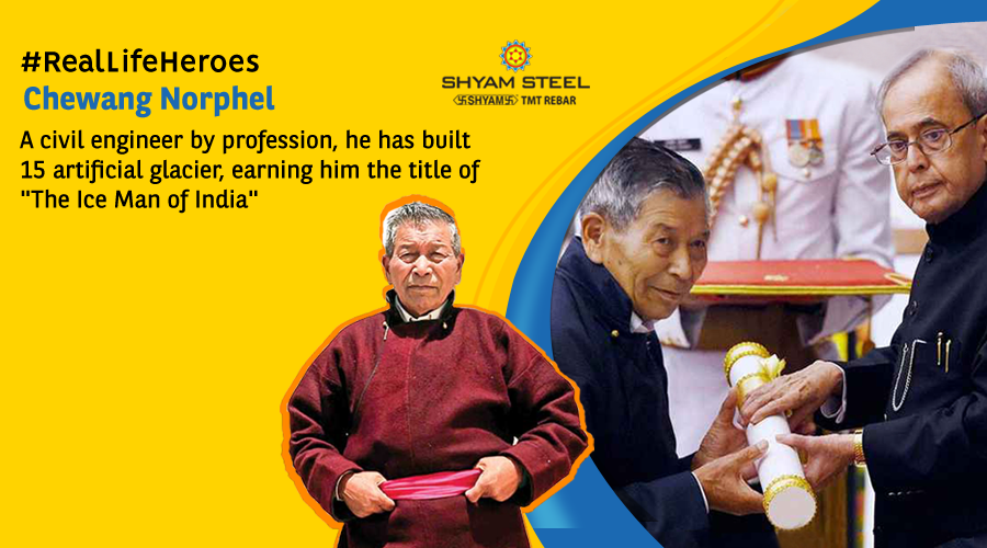 shyamsteel's tweet photo. Chewang Norphel has made a breakthrough by devising 15 artificial glaciers in Leh, thus solving a major water crisis faced by the local community there. His work has earned him the title ‘The Ice Man of India’.
#RemarkableIndia #RealLifeHeroes #ShyamSteel #flexiSTRONG #TMTBar https://t.co/xkG1BEFShh