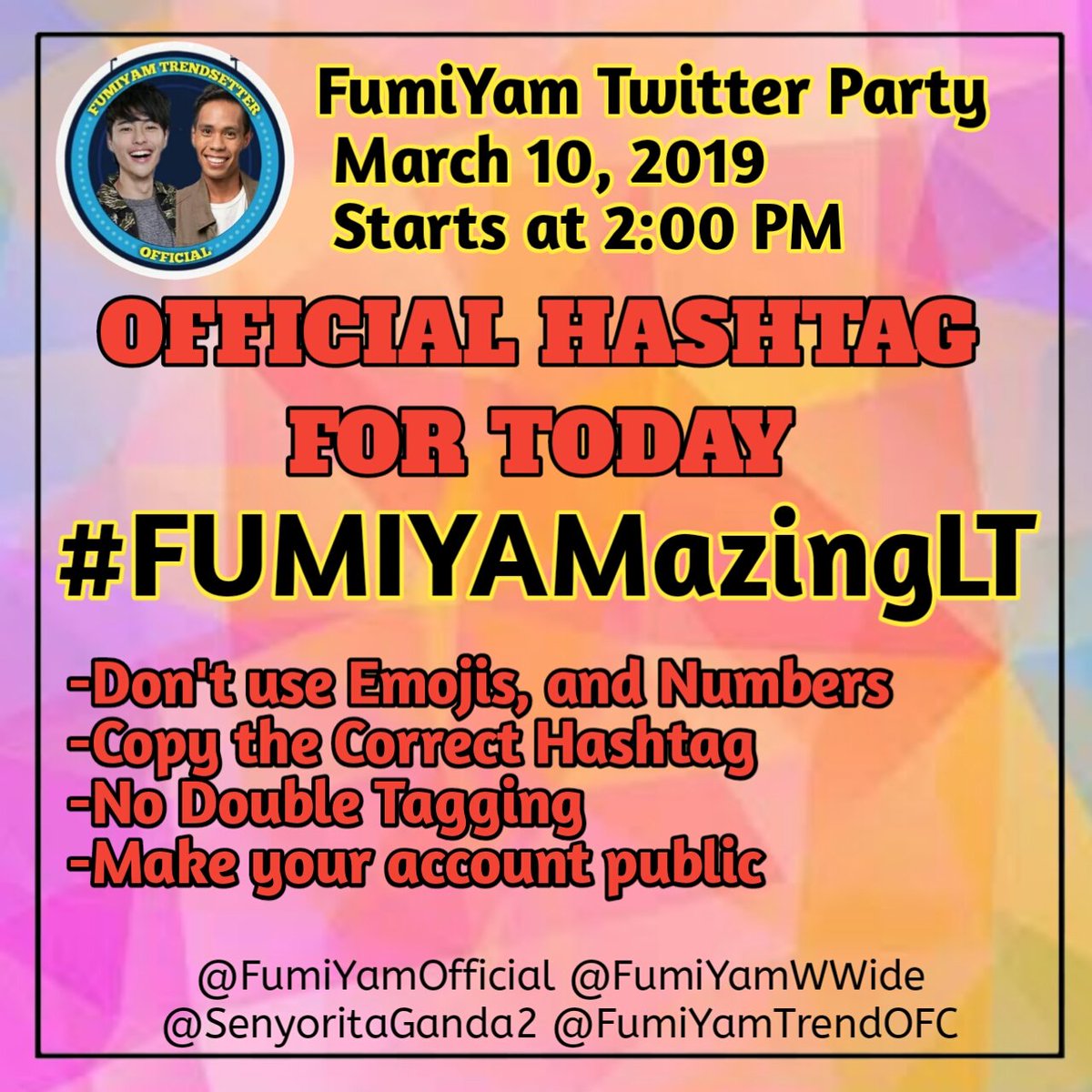 FumiYamOfficial's tweet photo. OFFICIAL HASHTAG 

Tweet
Retweet 
Requote

#FUMIYAMazingLT https://t.co/lvpeVuZJwx