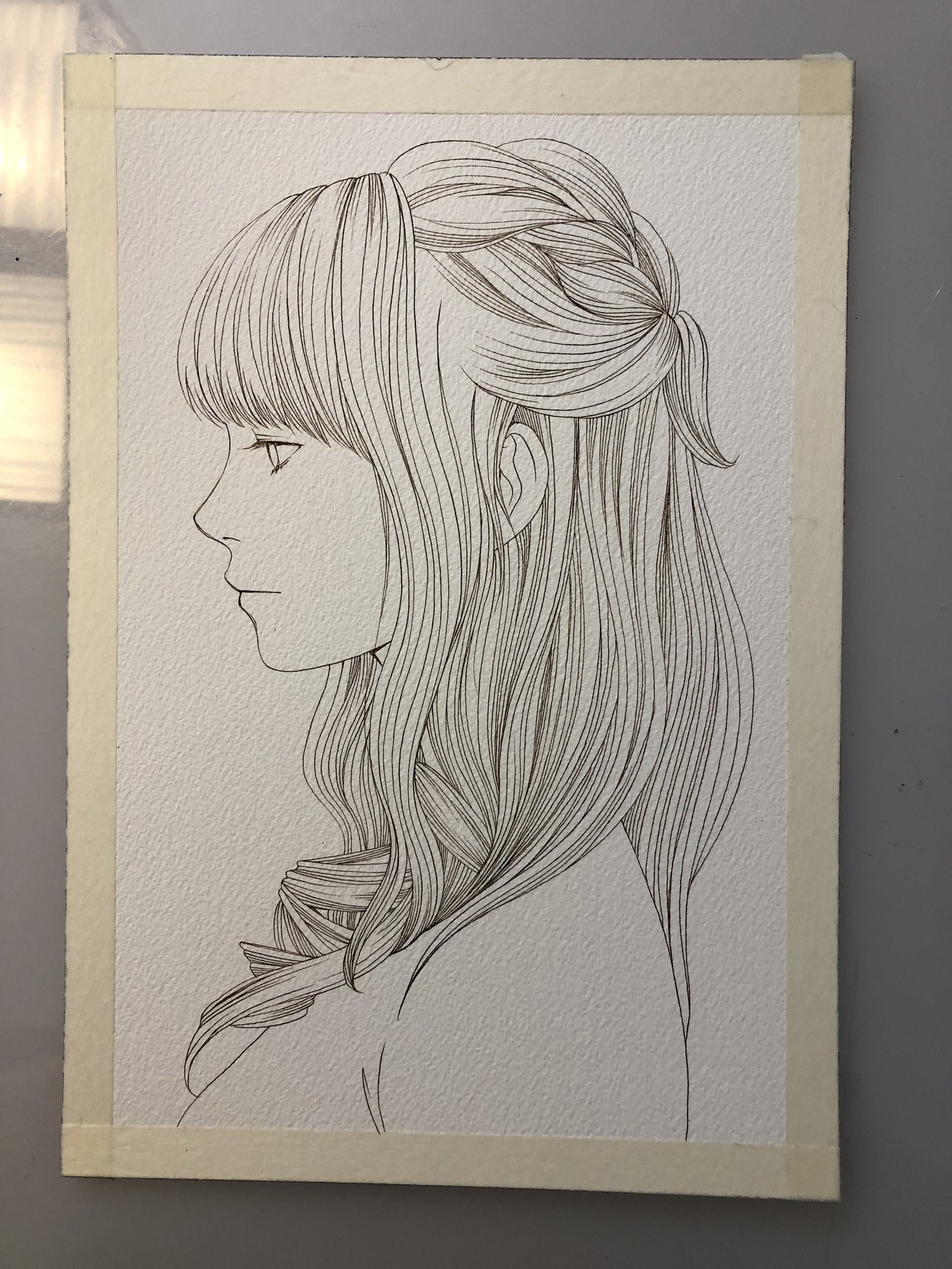 تويتر きたがわ翔 على تويتر 女の子の横顔ペン入れ完了 今日は一日音楽でも聴きながらこれを彩色するつもり 塗り疲れたらジムへ筋トレしに行こうっと T Co Sni0lje429