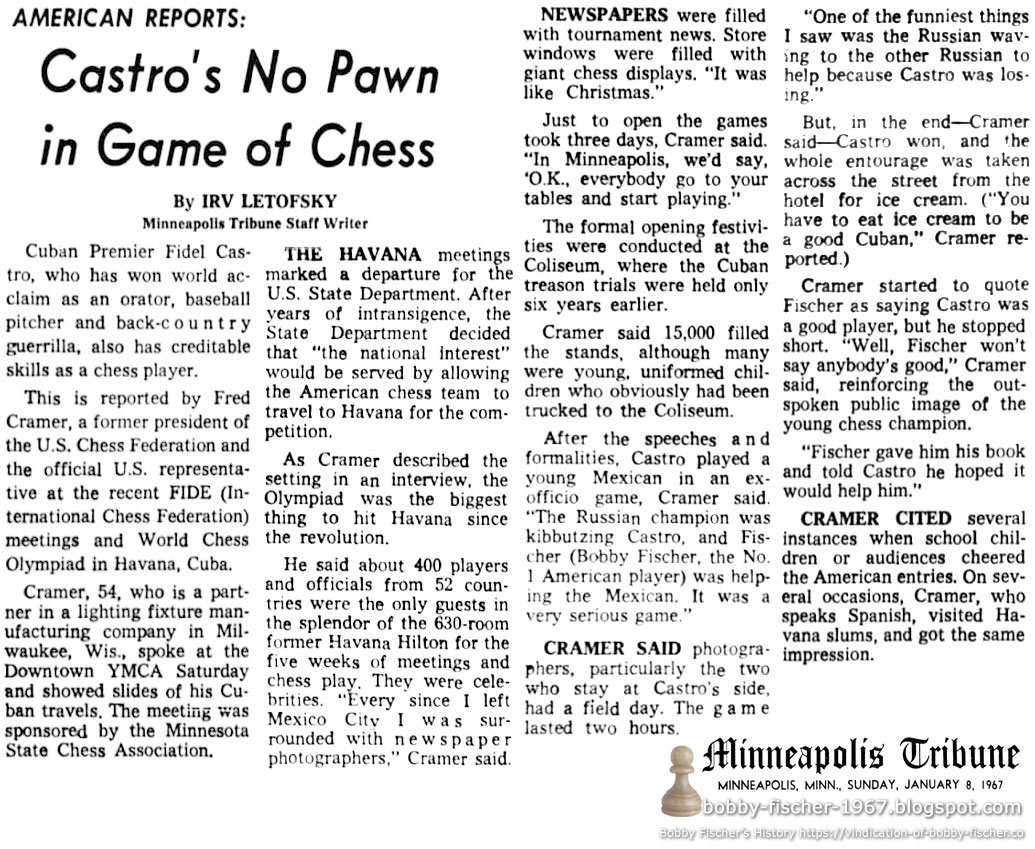 1967_bobby's tweet photo. Star Tribune Minneapolis, Minnesota Sunday, January 08, 1967

Castro's No Pawn in Game of Chess
Cuban Premier Fidel Castro, who has won world acclaim as an orator, baseball pitcher and back-country...

https://t.co/gqKOsvF8YV

https://t.co/ShjIxDZqc5

https://t.co/L0OLRtJWiK https://t.co/4cPmwdDEqj