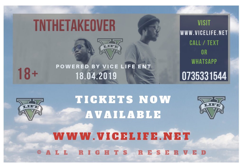 ViceLifeWorld's tweet photo. OFFICIAL TICKETS ๐ซ TO @tntkenya LIVE PERFORMANCE DUBBED #TNTAKEOVER AT THE ALCHEMIST IN WESTLANDS DROP VIA https://t.co/kbmikaUC4c BUY YOURS TODAY & BE PART OF THE #1K FANS THAT MAKE HISTORY TOGETHER ON 04.18 #TNTHEROADTOALCHEMIST https://t.co/gCHnfruD0r