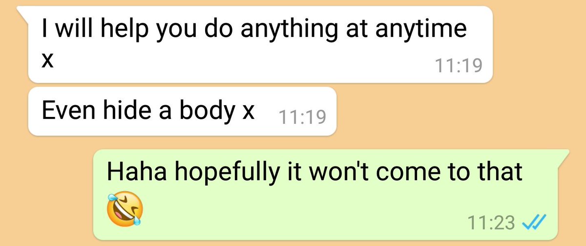 Sweat_Sparkle's tweet photo. When you text a friend to ask a favour and her response...
#howtohideabody #friendslikethese #favour #friendsforlife #anythinganytime #bffs 
...although I am moderately concerned she knows how to hide a body 🤔 https://t.co/ShcAktpSw7