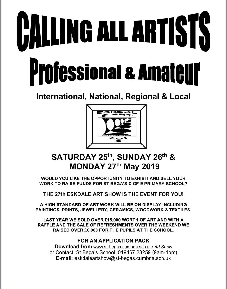 It’s that time again.  To all our Artists &amp; Any new Artists our there.  Please help us to make our 27th Art Show the best yet #cumbria #art #LakeDistrict #eskdale