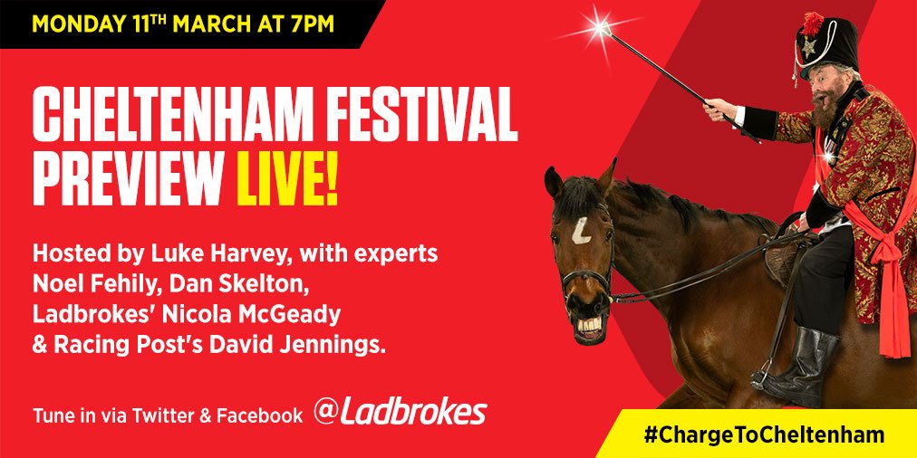 🚨 FREE BET GIVEAWAY! 🚨

To celebrate our Cheltenham Festival preview night tomorrow, we're giving you the chance to #ChargeToCheltenham with a £50 FREE BET!

🔴 Follow us!
🔄 Retweet this post
📲 Comment #ChargeToCheltenham

T&amp;Cs > lbrk.es/n81D30nK1xW