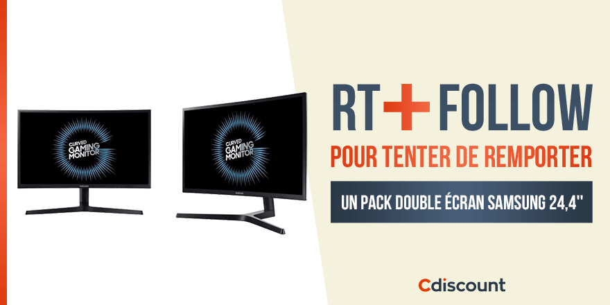 Cdiscount's tweet image. 🎁 #Concours

👉 Tentez de remporter un pack double écran Samsung 24,4'' : bit.ly/2TFds00 !

🔸 Pour tenter votre chance : 
1) #RT ce tweet
2) Follow @Cdiscount

TAS 19/03
