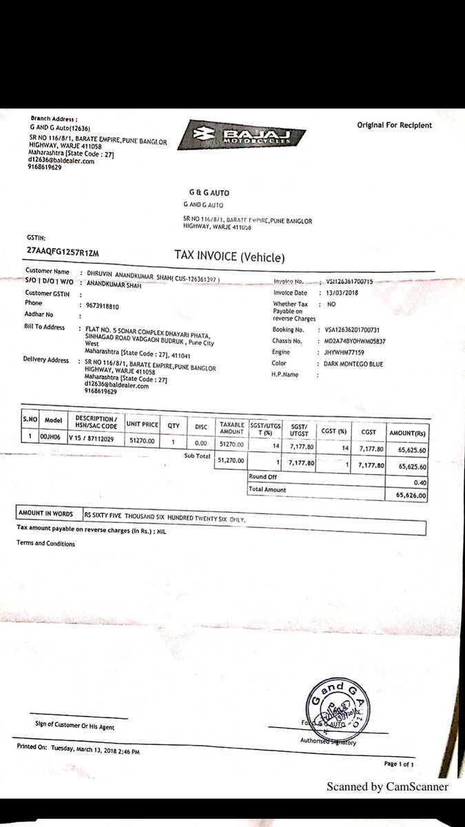 dhrushah29's tweet photo. @Bajajauto @JagoGrahakJago_
@motorcycleyogi
V15 Purchased on 13/3/2018 from G&amp;G BajajPune
Within 9months Battery Got Discharged.

When Visited @amaronbattery
Service centre, got to know battery is already Out of Warranty period.

Since then nobody is ready to take responsibility. https://t.co/mPdSwv9xaW