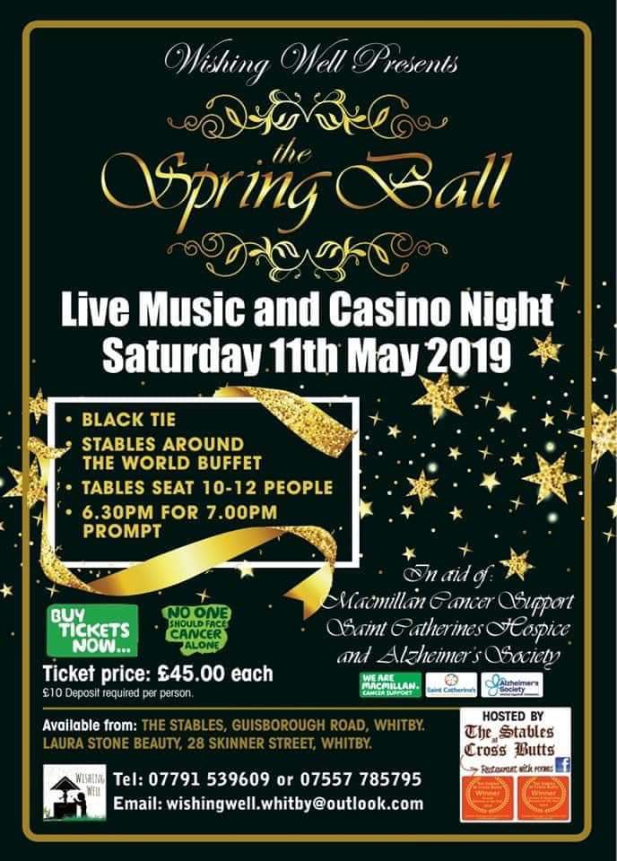WishingWWhitby's tweet photo. Saturday 11th May 2019 !                      Our 3rd Annual Spring Ball. An evening of great entertainment and live music.🎶 🎸🎼
Reserve your table with a deposit of £10 per person. 
Tables of 10-12 available
£45 per ticket https://t.co/dNoZuHatNa