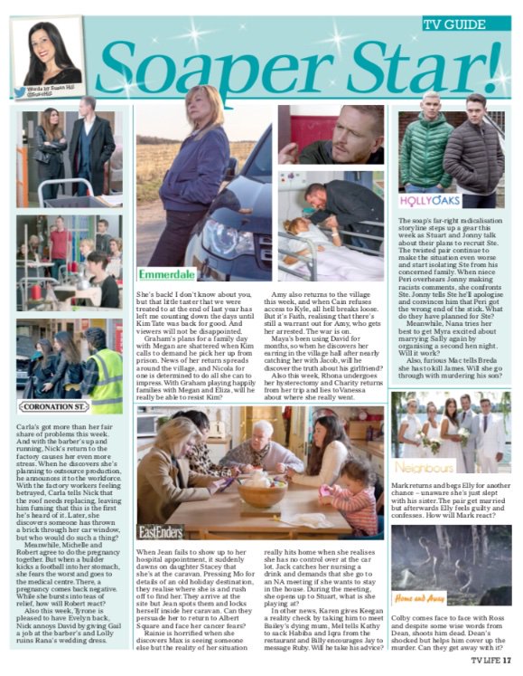 Morning soapies, happy Sunday! My latest #soaperstar column in today’s <a href="/DailyStarSunday/">Daily Star Sunday</a> #soaps #Emmerdale #Eastenders #Hollyoaks #corrie so excited to have @claireking101 back this week.... #love #KimTate