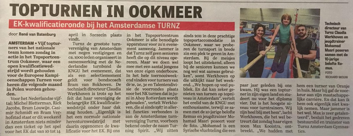 Vanmiddag topturnen in Amsterdam! <a href="/BramLouwije/">Bram Louwije</a> <a href="/BramVerhofstad/">Marb</a> <a href="/casimir_schmidt/">Casimir Schmidt</a> @loramdemunck @michelbletterm1 <a href="/rickjacobs96/">Rick Jacobs</a> proberen zich te kwalificeren voor het EK #MagWag2019 Vanaf 12.30 uur in Topsportcentrum Ookmeer <a href="/TopsportAdam/">Topsport Amsterdam</a> <a href="/gymnastiekunie/">KNGU</a>