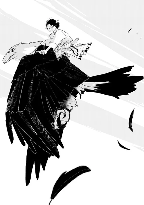 #角の男裏話こちらもかなり初期のジャオのキャラクターデザイン。王鷲のデザインがハリスホークより大鷲に近い。 