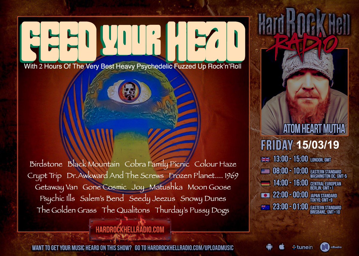 This weeks show looks like this. 2 hours of #heavy #psychedelic #StonerRock #stoner #fuzz #space #rock #rocknroll #getonit! tune in from 13.00 on <a href="/radiohrh/">Hard Rock Hell Radio</a>