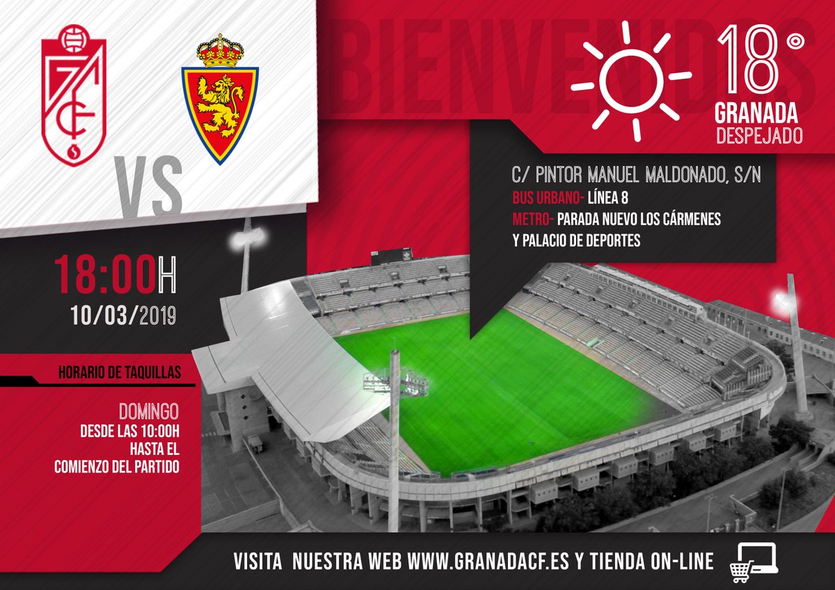 GranadaCF's tweet image. 🌞 Sol y buena temperatura 🌡️. Casi primavera en #Granada. Y el Nuevo Los Cármenes como el mejor escenario para un partidazo. 

Aún puedes comprar tu entrada. Hazte con ellas con previsión durante el día y evita posibles colas.

#GranadaRealZaragoza #laliga123 #pasitoapasito
