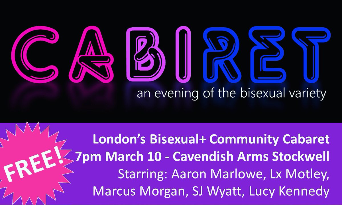 MischiefMental's tweet photo. TONIGHT! It’s #CaBiRet time, the UK’s only free bisexual+ community cabaret night returns to the @CavendishArms in Stockwell at 7pm! https://t.co/OqZSN5HYxy https://t.co/3eEXmFQN0O
