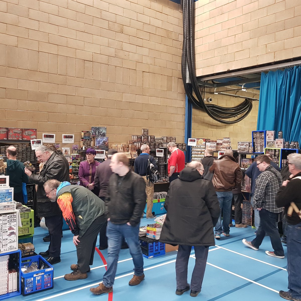 thepitgameshop's tweet photo. Finished setting up just in time and then swamped! Gonna be a good day at WMMS me thinks! #thepitgamingshop #themanticpit #thepitworldtour2019 #thepitcrew #WMMS https://t.co/4WrIoOArm3