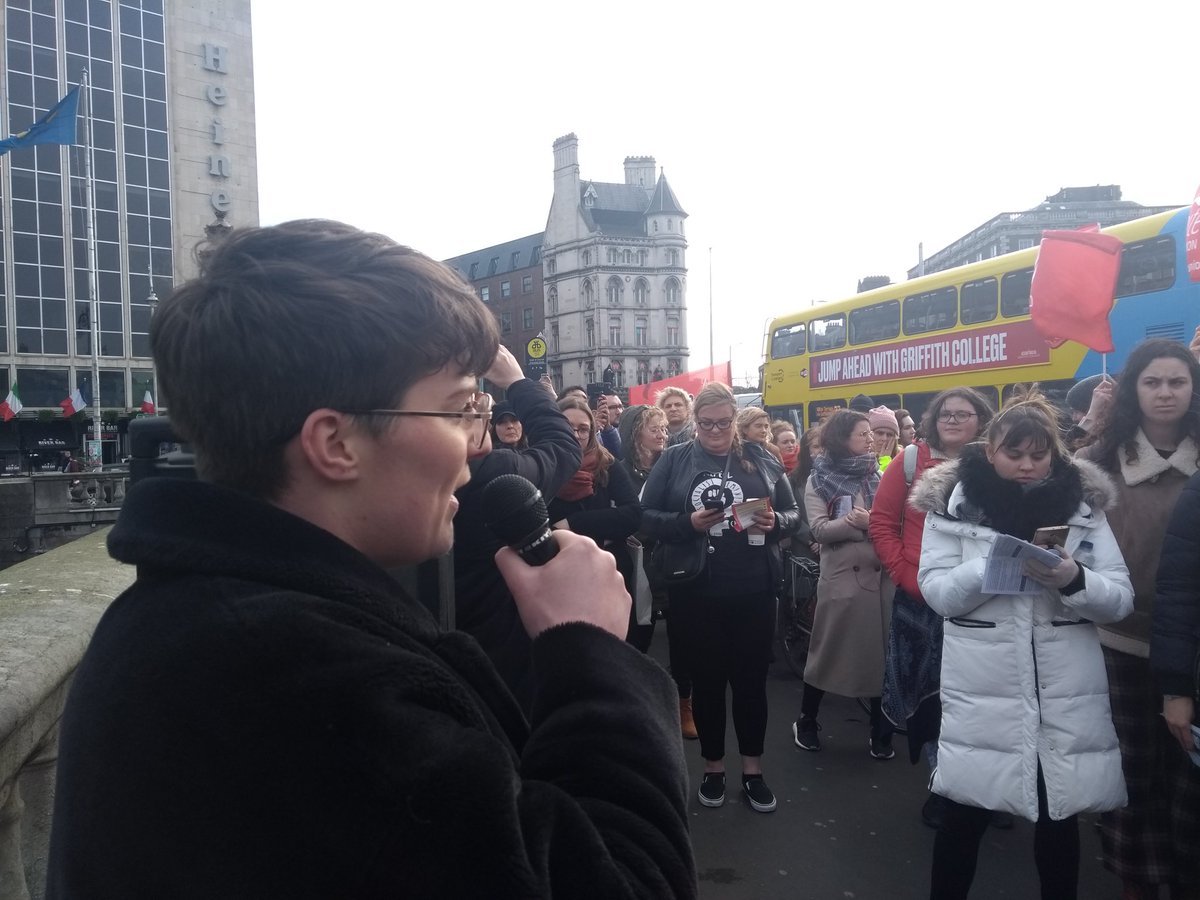 IwdTime4's tweet photo. It's #Time4Equality Dublin rally
-End Gender-based Violence
-Close the gender pay gap
-End precarity in work &amp; housing
-Solidarity with #AbortionRightsNI 
-Solidarity with struggles against oppression here and the global women's movement
#IWD2019 #BalanceForBetter https://t.co/Wh8wVZJeI6