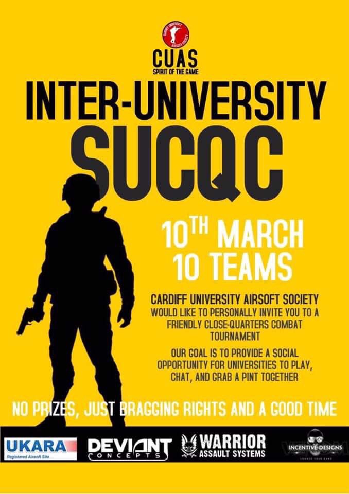CU_AirsoftSoc's tweet photo. IT’S TODAY FOLKS - our Inter-Uni competition in our very own Students’ Union is happening today! THE STREAM IS LIVE TOO! 

https://t.co/GXfTZjE67i 

#cuas #airsoft #studentsunion #cqb #cqc #su #competition #interuni #interuniversity #cardiffuniversity https://t.co/3xMsJOd0ir