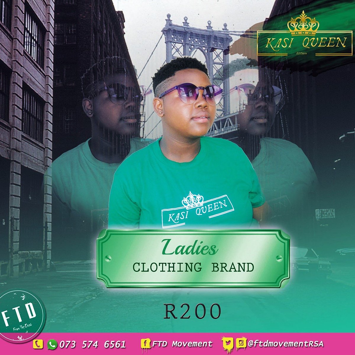 KasiQueen_ZA's tweet photo. Green T.shirt for our Beautiful Ladies 💋💄💕 #KasiQueen for only R200!! Place ur order now! Comment,inbox or contact 0735746561  @kasiqueen_za
@ftdmovementrsa .
.
#ladies #green #kasi #queen #slay #art #rich #millionairemindset #celebrity #love #selflove #life #lifestyle https://t.co/891RiYAiih