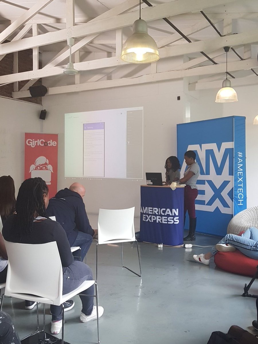 GirlCode_za's tweet photo. One of the last teams is SA Women Express and they have a platform that equips women in leadership with individualised skills to be better themselves. #SAmexHack #SHEEO https://t.co/qPW1MGExvK
