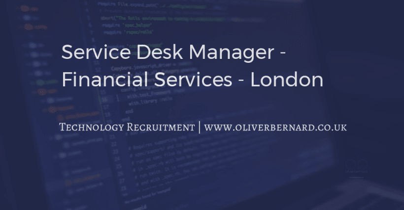 Service Desk Manager - Financial Services - London #oliverbernard #london tinyurl.com/yxho5oqh