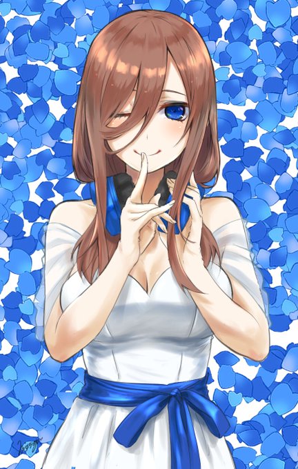 MiさんがTwitterに投稿した中野三玖(五等分の花嫁)のイラスト。