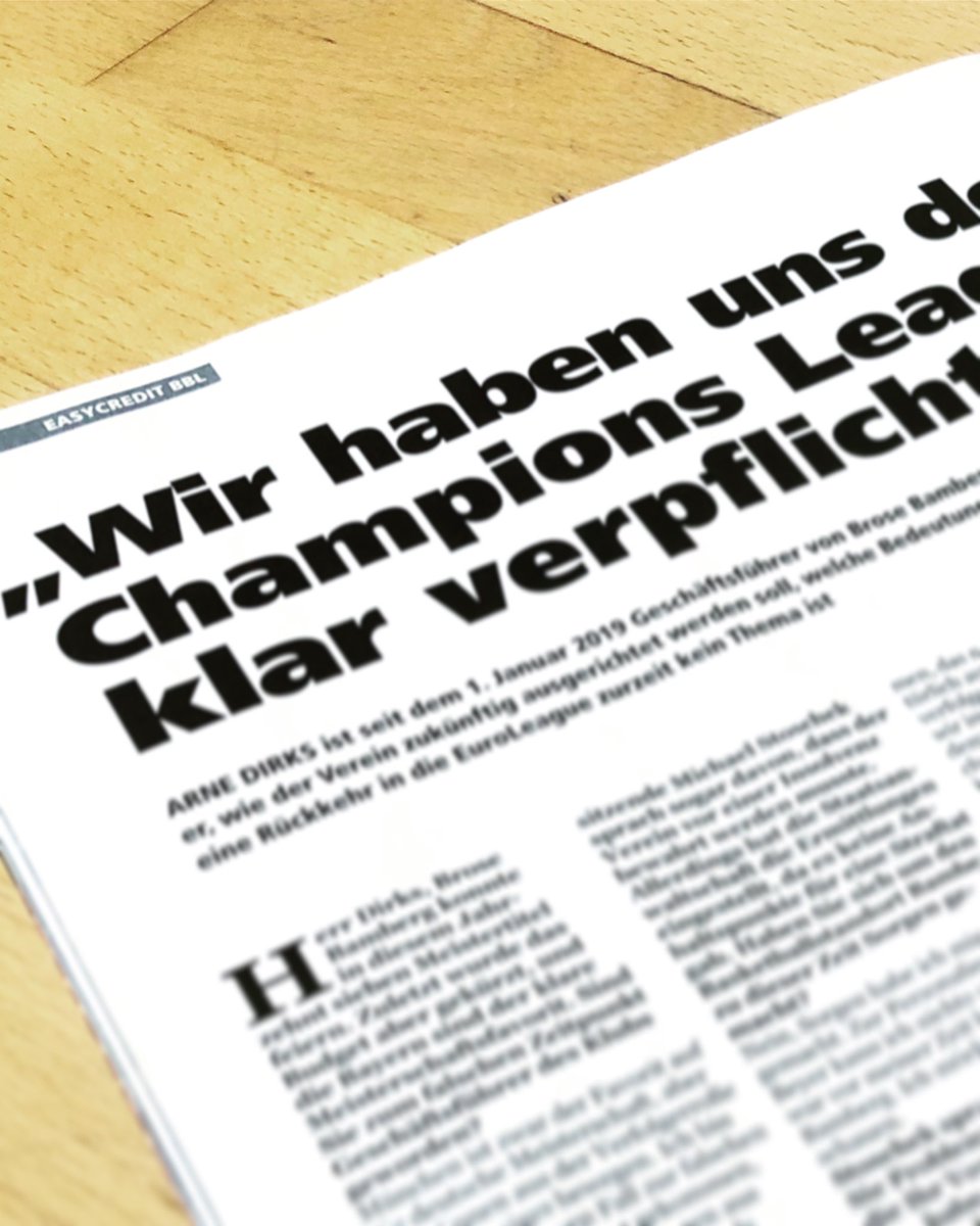 BIG_Deutschland's tweet photo. Käffchen und dazu eine Lektüre vor den Sonntagsspielen?
Die neue #BIG84, u.a. mit Geschäftsführer Arne Dirks von @brosebamberg über das Engagement in der @basketballcl, seine Aufgaben und die Zukunft des Vereins.
Heute Abend um 18:00 Uhr empfangen die Franken @ratiopharmulm. https://t.co/9LbWmECfT3