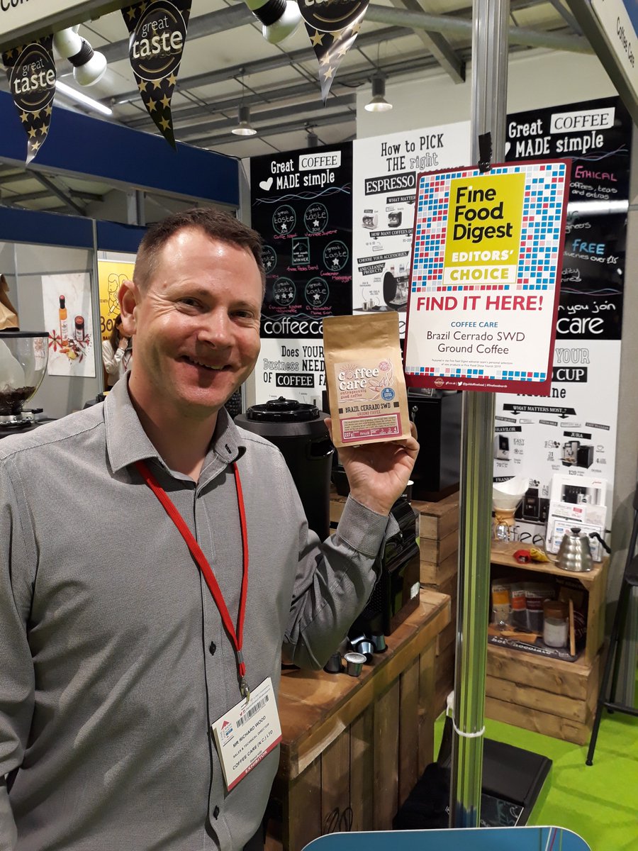 Coffee_Care's tweet photo. As you can tell we are absolutely delighted π #editorschoice #finefoodshow #coffeemadesimple @guildoffinefood @YEventCentre https://t.co/8PfpCqjGrs