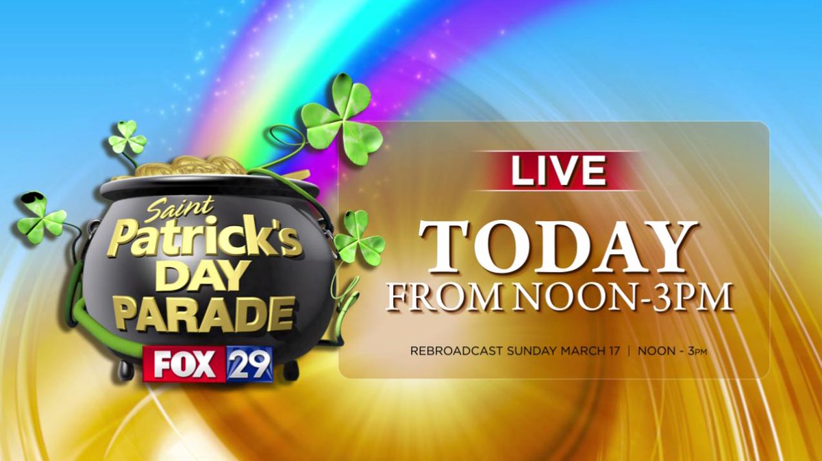 FOX29philly's tweet photo. HAPPENING NOW: Philadelphia's 249th Annual St. Patrick's Day Parade is underway. Watch live 12–3 p.m. on FOX 29. #FOX29Irish

MORE: https://t.co/bD0z4wlgNa https://t.co/re8gTZWRm8