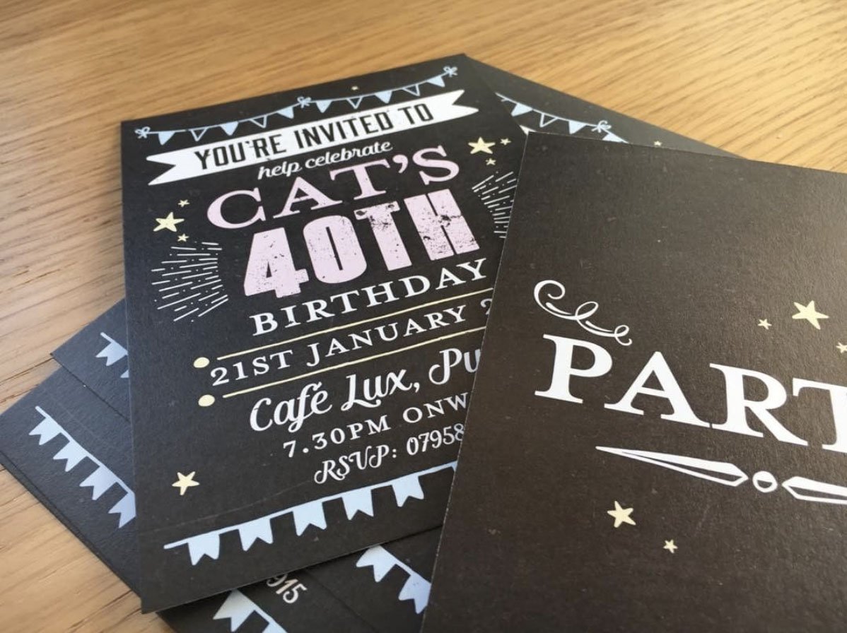 Chalkboard party invitations! #parties #invitations #weddings #design #chalkboard