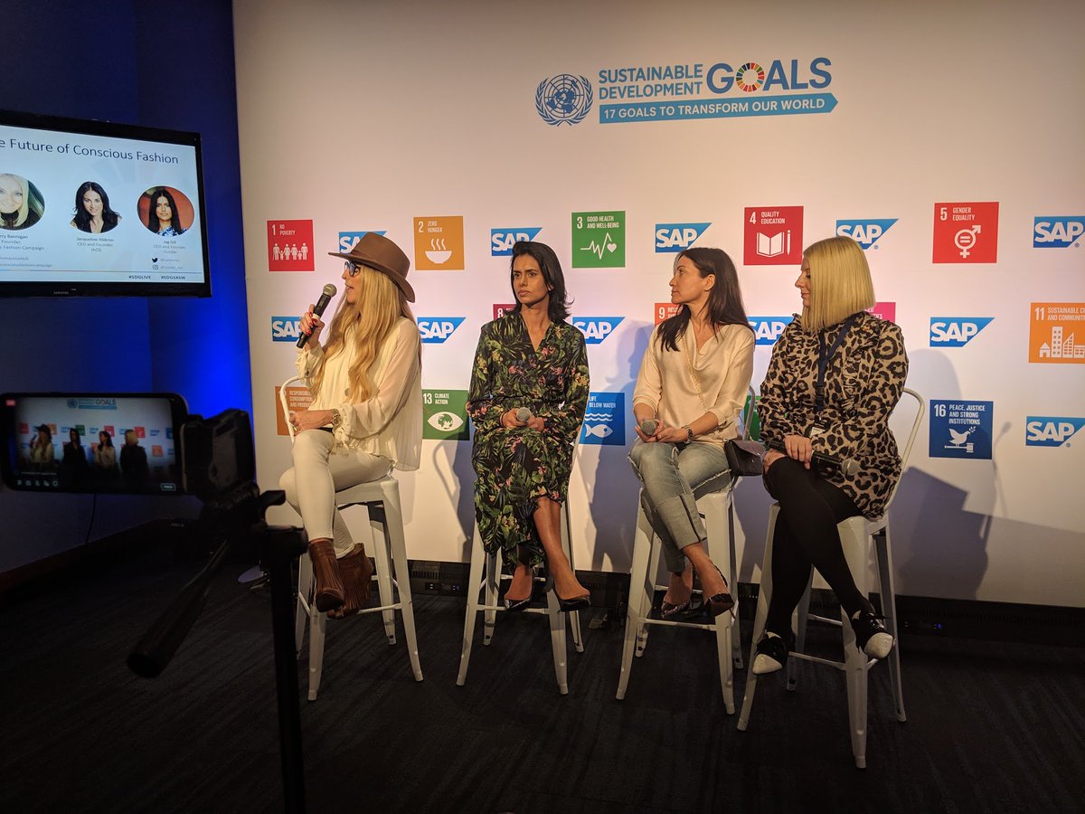 An inspiring panel with #fashion industry professionals discussing the importance of #conscious fashion for achieving the UN #SDGs at #SDGSXSW #SDGLive <a href="/SAPNextGen/">SAP Next-Gen</a> @ConsciousFash <a href="/SundarInc/">jkg</a> #JACQShoes