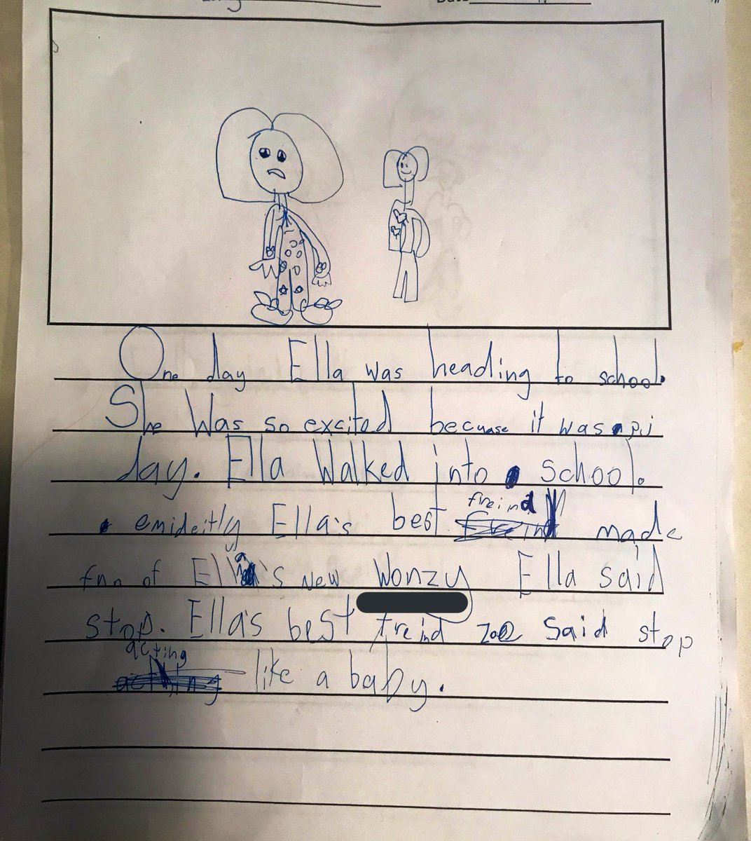 nataliapetrzela's tweet image. I don’t always love the very laissez-faire “inventive spelling” pedagogy, but when it spawns beauties like this it’s hard not to

#wonzy #onesie #firstgrader