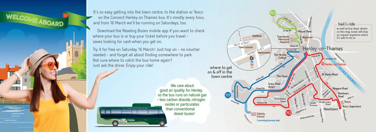 henleyresidents's tweet photo. It's so easy getting into town, the station or Tesco on the new #Henley bus service. Mostly every hour &amp; from 16 March it will be running on Saturdays too. The bus runs on natural gas 👍You can hail &amp; ride 👍Charge your phone 👍Free WIFI 👍Contactless payment #HRGWorkingForHenley https://t.co/dvjV61LbNp