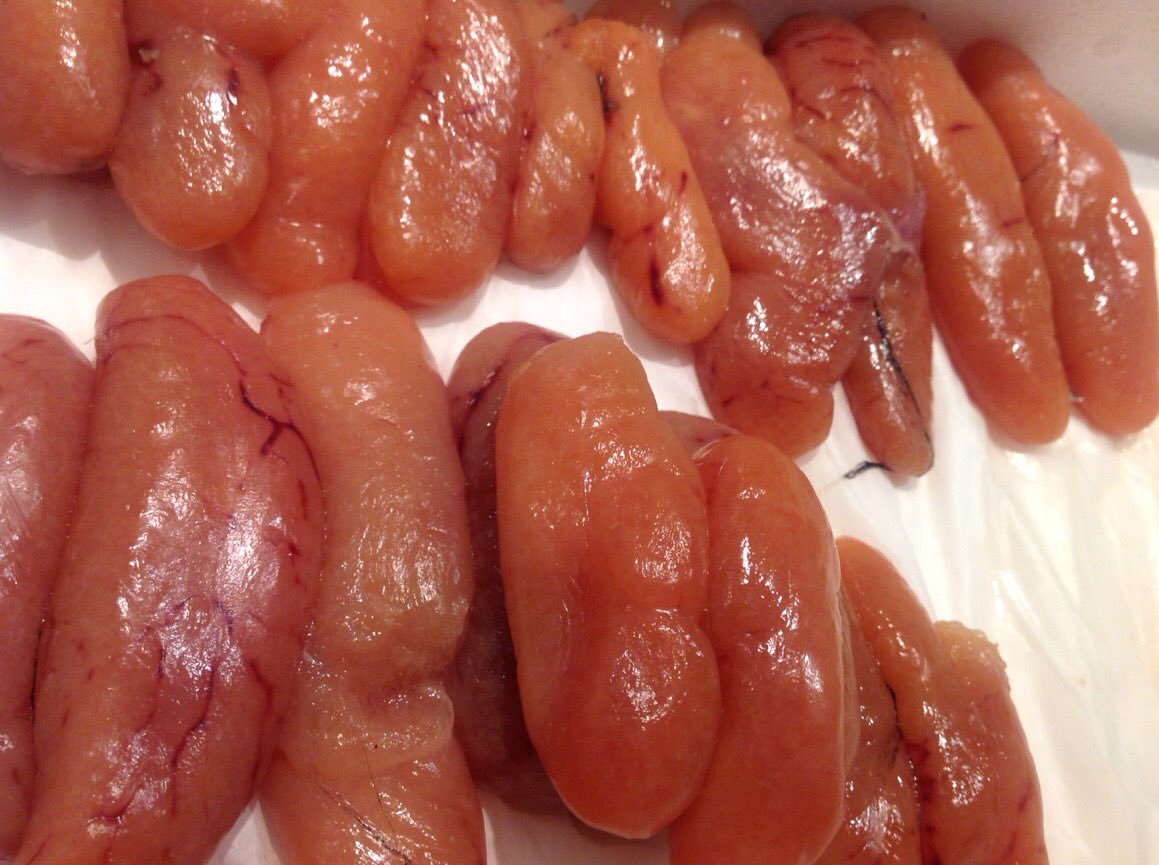 プリヒル姉さん ロンドン魚屋 たらこの原料 スケトウダラ の卵が簡単に手に入らないイギリスなので 随分前にどの魚卵が塩たらこ風にすると美味しいのか をやってみた 1 ドーバーソール 2 スズキ 3 リング 身の味はタラとほぼ同じ 4 ポロック