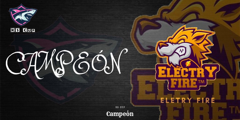 🤡 | KS CUP | 🦈 #Anuncio
Felicidades <a href="/ElectryFire/">Electry Fire™</a> , Ganador de la primera edición de la KS Cup al ganar 2-1 🆚 @SteelEaglesCR 🎉

Mucha suerte a todos los equipos que participaron de la copa 🎊