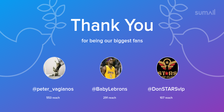 STARSVIPCLUB's tweet photo. Our biggest fans this week: @peter_vagianos, @BabyLebrons, @DonSTARSvip. Thank you! via https://t.co/EDuCxbzdHr https://t.co/bsM3NdiV9l