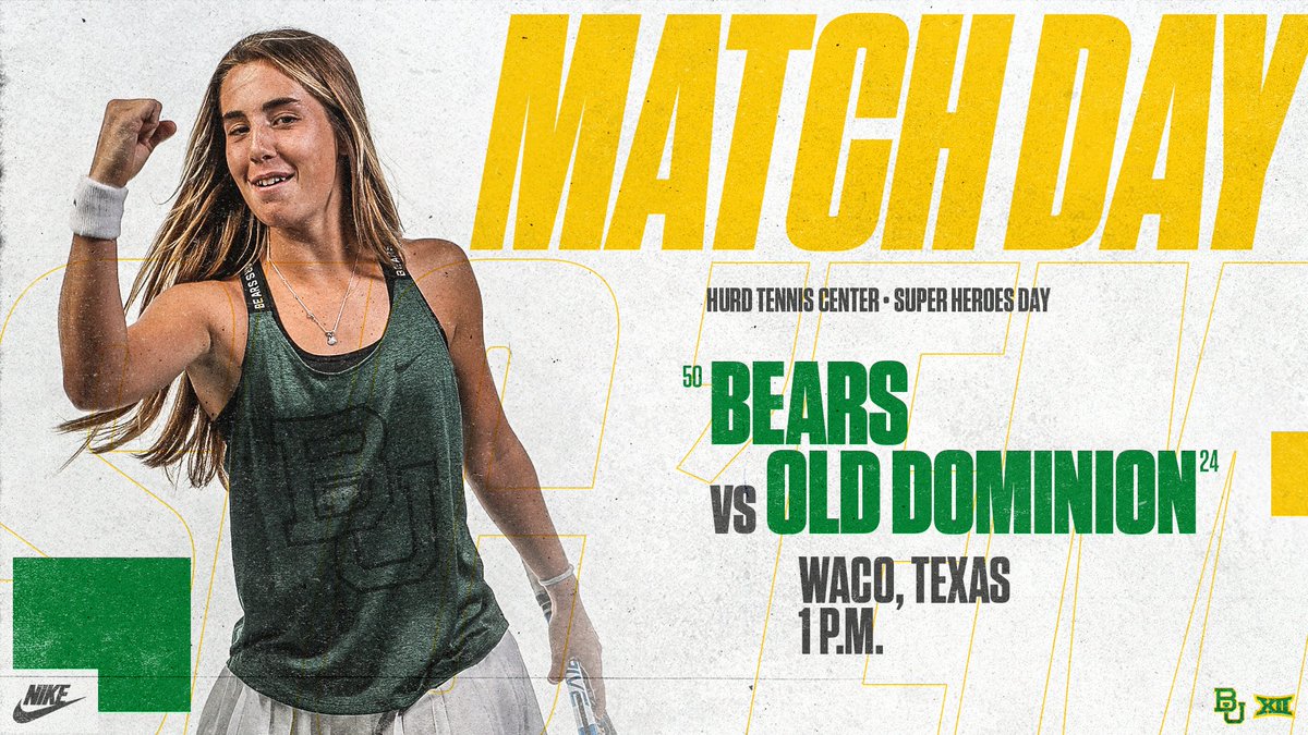 MATCH DAY!
Bears 🐻 🆚 Big Blue 🔵 1PM ⏲️
🏟️ Hurd Tennis Center
📽️ baylorbears.com/sports/2018/9/…
📊 sidearmstats.com/baylor/wten/
📰 baylorbears.com/news/2019/3/9/…
🗒️ baylorbears.com/documents/2019…

#SicEm | 🐻🎾