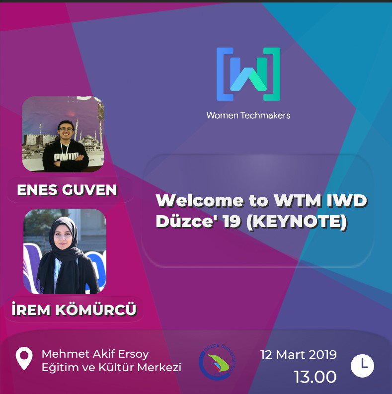 WTMDuzce's tweet photo. Organizatörlerimiz İrem ve Enes, 12 Mart Salı Keynote sunumlarıyla bizlerle olacak 💥 Son 2 gün!🎉 https://t.co/8N30hh6eyZ