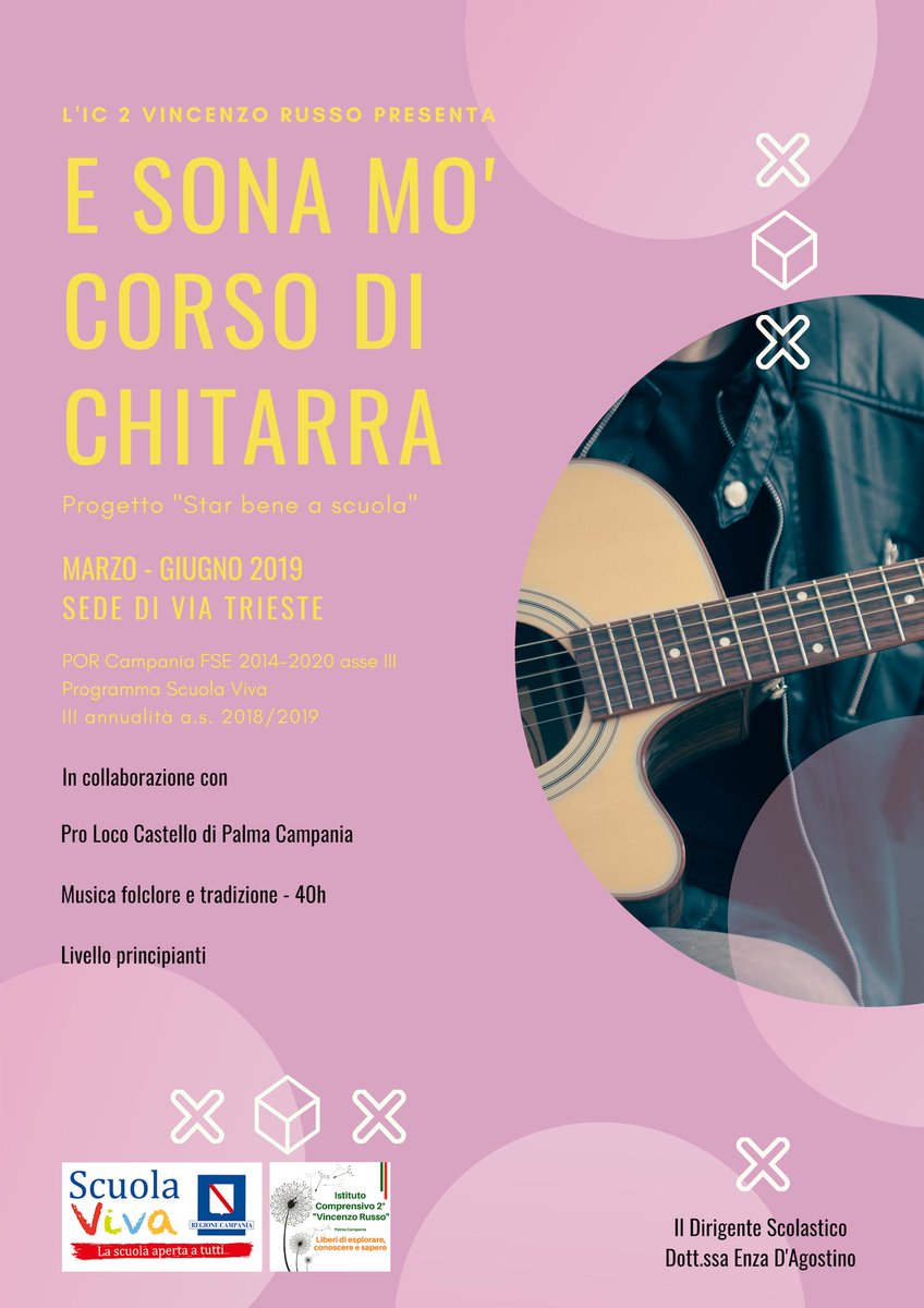 ic2russo's tweet photo. E sona mò...con Scuola Viva!
Due corsi di strumento musicale, chitarra e tammorra, che confluiranno insieme per la valorizzazione della cultura musicale tradizionale e del folclore campano.

#ScuolaViva @VivaScuola https://t.co/CErZdfbTJK