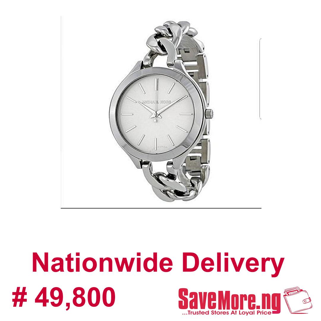 Get this Michael Kors Women Ladies Silver Chain WristWatch on savemore.ng 
click here to shop savemore.ng/michael-kors-w…
#savemoreng #naijaonlinemarket #naijamarketplace #ecommerce #watches #savemorefashion